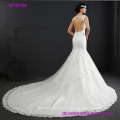 Sexy Open Back Lace Perlen A-Line mit schönen Zug White Wedding Dress